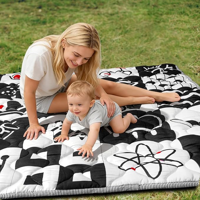 Baby Play Mats for Floor, 71?�x59??Upgraded Thickness & Larger Super Soft Playmat for Babies and Toddlers, Foldable Washable, Upgrade Anti-Slip Crawling Mat for Playpen(High Contrast)