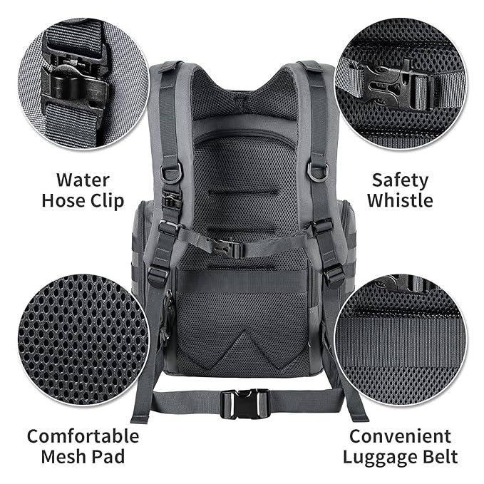 SHARKMOUTH Diaper Bag Backpack for Dad and Mom, Military Molle diaper Pack with Insulated Bottle Holders and Wipe Pocket