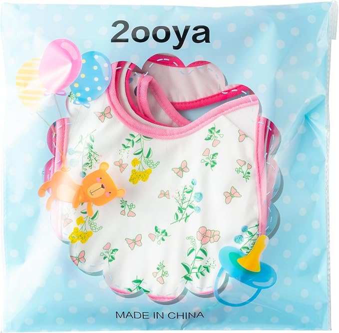 7Pcs Cotton Waterproof Baby Bibs Hook Loop Closure Newborn Bib Keepsake Baby Gift for Drooling Feeding Eating