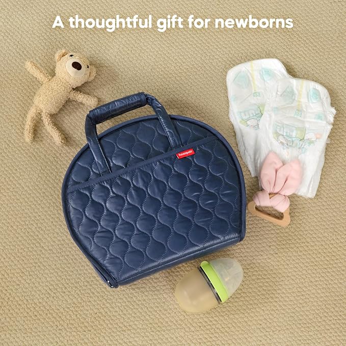 Portable Waterproof Leather Diaper Changing Pad Compact for Travel Diaper Bag, Easy Clean, Newborn Baby, Blue