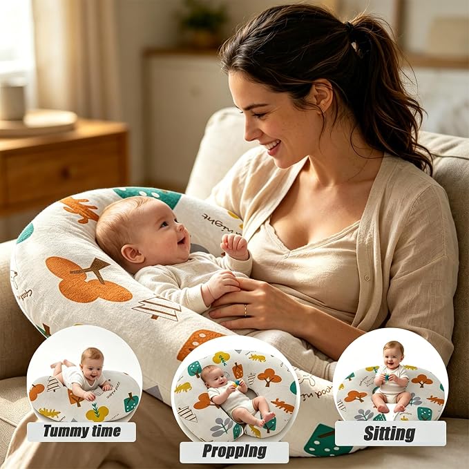 Nursing Pillow Breastfeeding Pillow Removable cover Machine washable | Conforming to ergonomic design. Detachable cover. Machine washable. Breathable fabric.Arm fatigue free Soft supportive fill