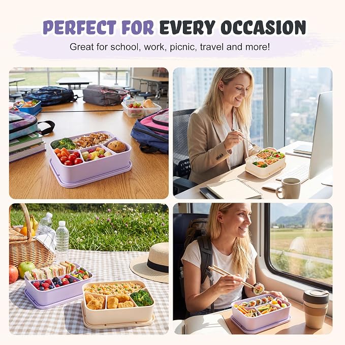 Ziliny 2 Pcs Silicone Bento Box Light Color Reusable Lunch Container Smooth Leak Proof Lunch Box Rectangle Bento Boxes for Adult Work Travel Food Meal Compartment Storage, 2 Colors