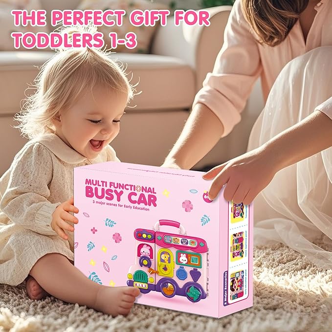 Baby Busy Board for 1-2 Year Old Boy Girl Gift,Musical Toddler Toys for 1+ Year Old,Early Educational Toy for Toddlers 1-3,Birthday Gifts for 1+Year Old Girl, 1 2 Year Old Christmas Toys Gifts