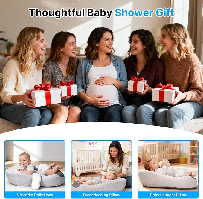 Reflux Pillow for Baby, Baby Feeding Support Wedge Pillow for Reducing Spit-Up, 2 Machine-Washable Pillowcases for Bottle Feeding