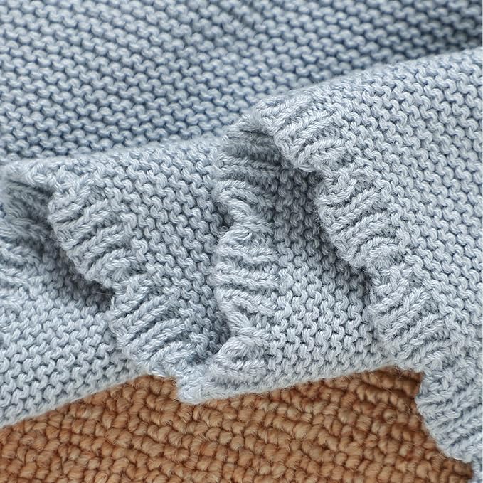 Neiwech Sheep Snuggle Loveys for Babies Cotton Baby Security Blanket for Newborn Infant Boys Girls Water Blue