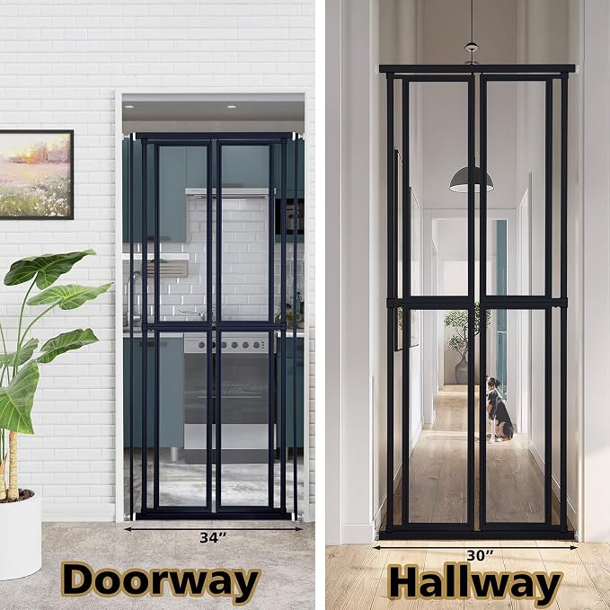 Extra Tall Cat Gate for Doorway – 73“ Pressure-Mounted Transparent Cat Gate for Pets, Fits 31.5”-35" Width, No Wall Drilling, Ideal for Stairs, Hallway, Indoor Safety Barrier