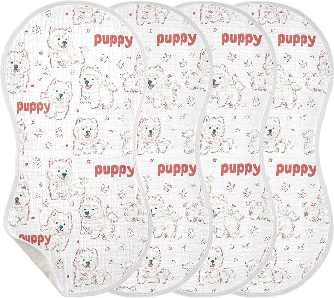 vvfelixl Cute Puppy Samoyed Burp Cloths for Baby Boy Girls Baby Washcloths Burp Rags 1 Pack