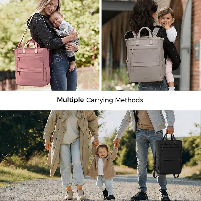 Diaper Bag Backpack, Large Baby Diaper Bag with Changing Pad, Baby Bag for Mom with Quick-access Insulated Pockets, Lightweight Multipurpose Travel Backpack (Dark Pink)