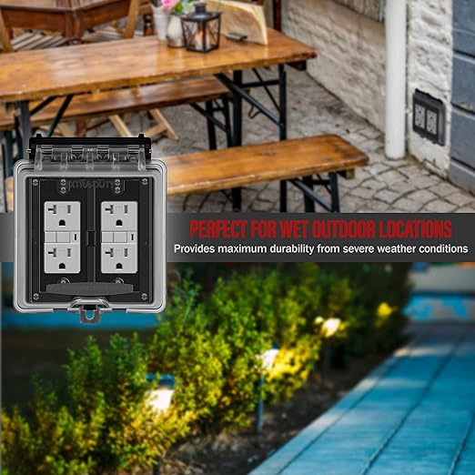 ENERLITES 2-Gang Weatherproof Outdoor Outlet Cover Extra-Duty in-Use Outlet Cover, Outdoor Decorator/GFCI Receptacle Outlets, 6.1??H x 5.2??W x 2.5??D, IUC2V-D, Clear