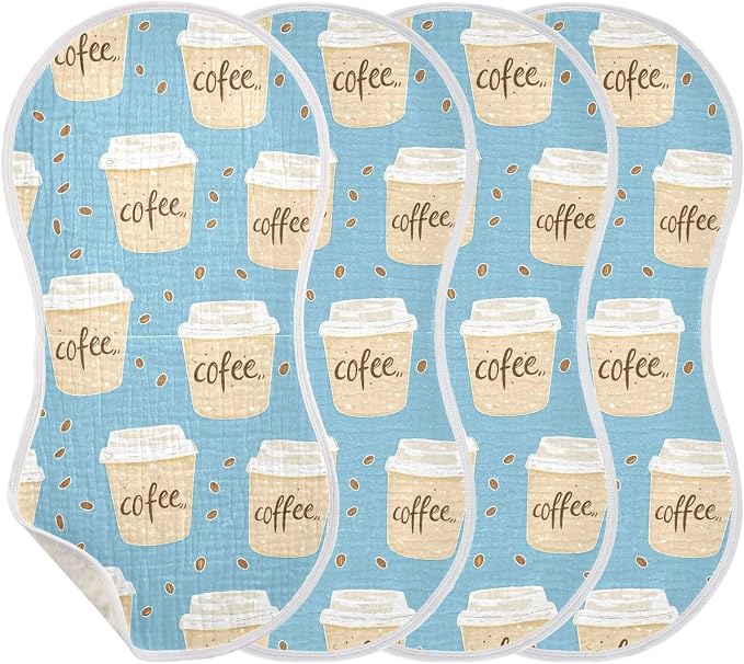 vvfelixl Muslin Burp Cloths Coffee Cup Baby Washcloths for Baby Girl Boys 2 Pack