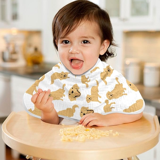 Golden Retriever Dog Muslin Burp Cloths for Baby 1 Pack Soft 100% Cotton Baby Washcloths Bibs for Boy Girl