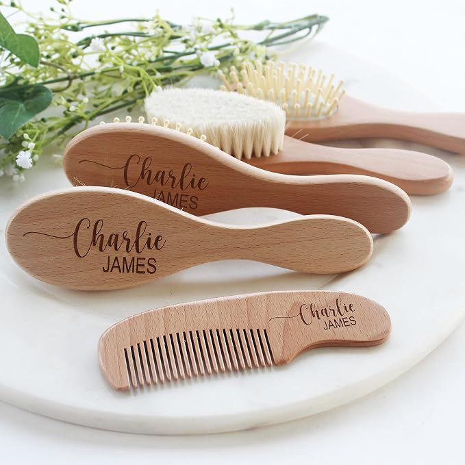 Baby Hair Brush | Personalized Baby Gifts | Wooden Brush | Cradle Cap | Boy Gifts | Girl Gifts