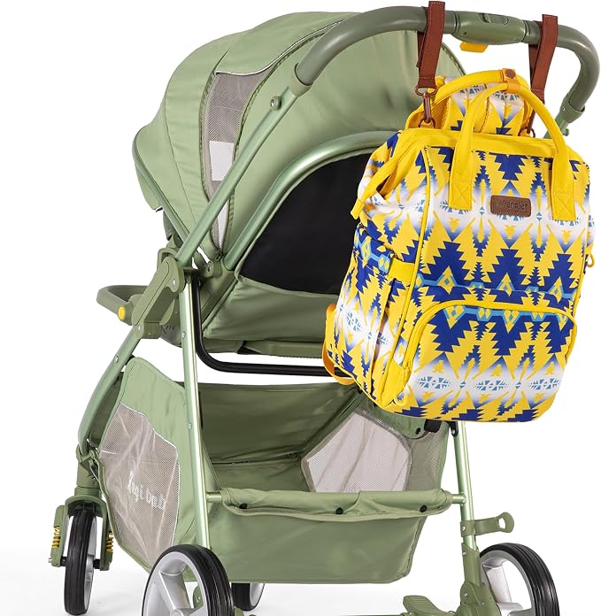 Wrangler Aztec Backpack Organized Daypack Travel Baby Bag with Stroller Strap and Side Bottle Pockets
