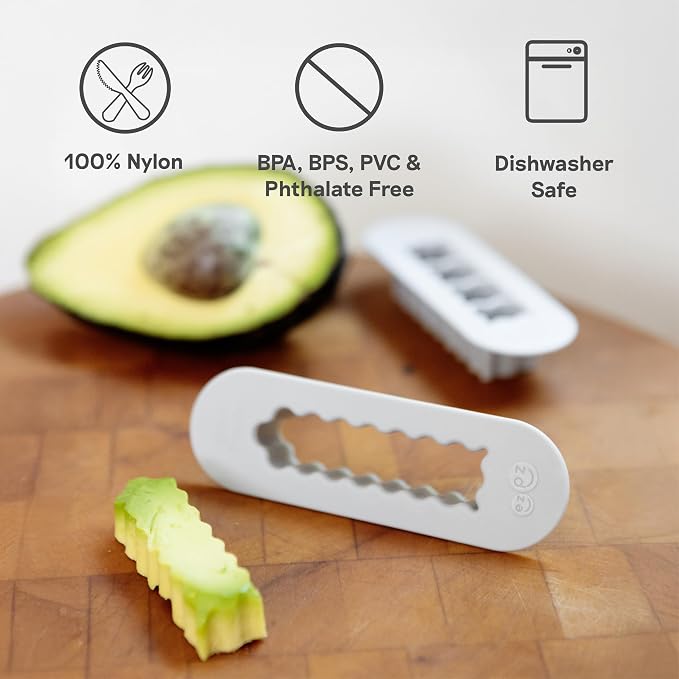 ezpz Baby-Led Weaning Food Cutters (2 pack in Pewter) - 6 / 9 Months + - Food Prep for Infants