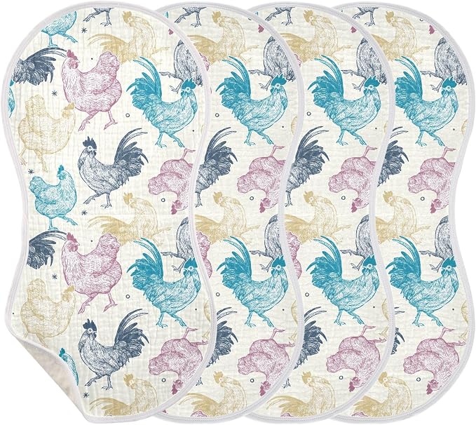 vvfelixl Burp Cloths Chicken Collection for Baby Boy Girls Baby Washcloths Burp Rags 1 Pack Beige