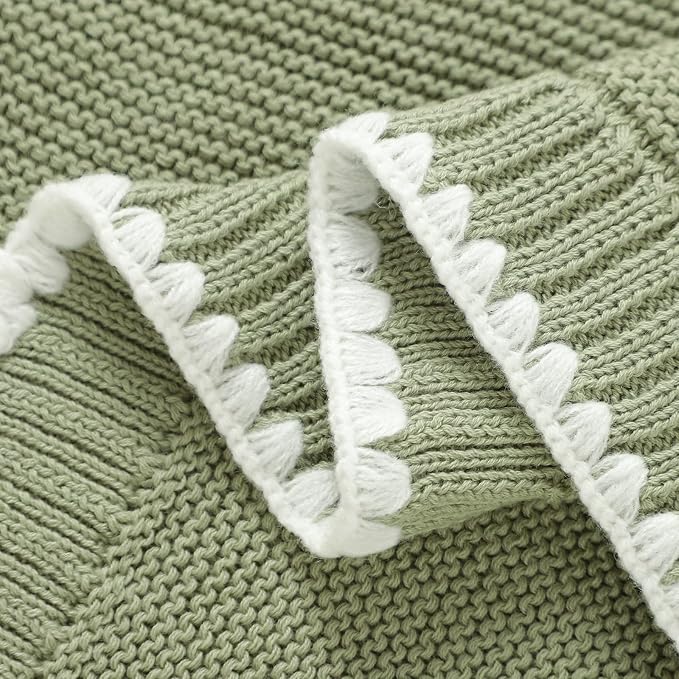 mimixiong Cotton Baby Blanket Gender Neutral Nursery Swaddling Blanket for Shower Gift Registry for Baby Sage Green 40 x30 Inch