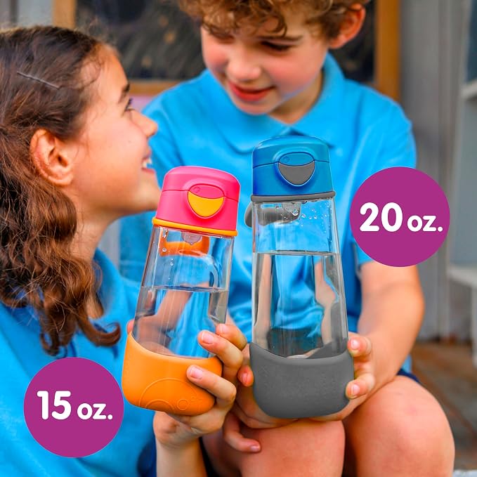 b.box 20oz Sport Spout Kids Water Bottle for School, Sports, Daycare - No-Straw Design for Easy Cleaning - Leakproof - Ergonomic Triangle Grip - Dishwasher Safe, BPA Free, PFAS Free - Lilac Pop