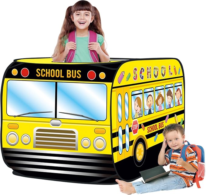 Kiddie Play School Bus Pop Up Play Tent for Kids Boys & Girls Indoor Outdoor Playhouse Toy