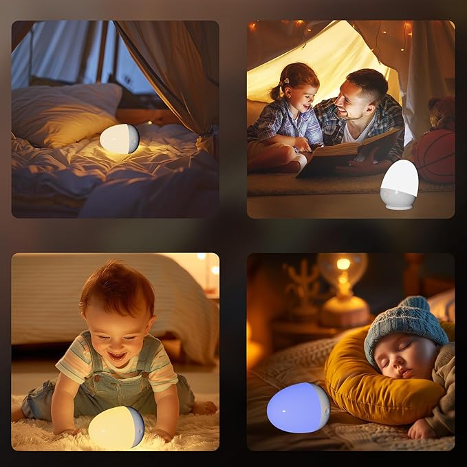 Touch Night Light for Baby Nursery: Rechargeable Portable Kids Egg Nightlight Lamp with Feeding Timer for Todder Room, 3 Colors Temperatures Dimmable,Up to 200H(BPA-Free)