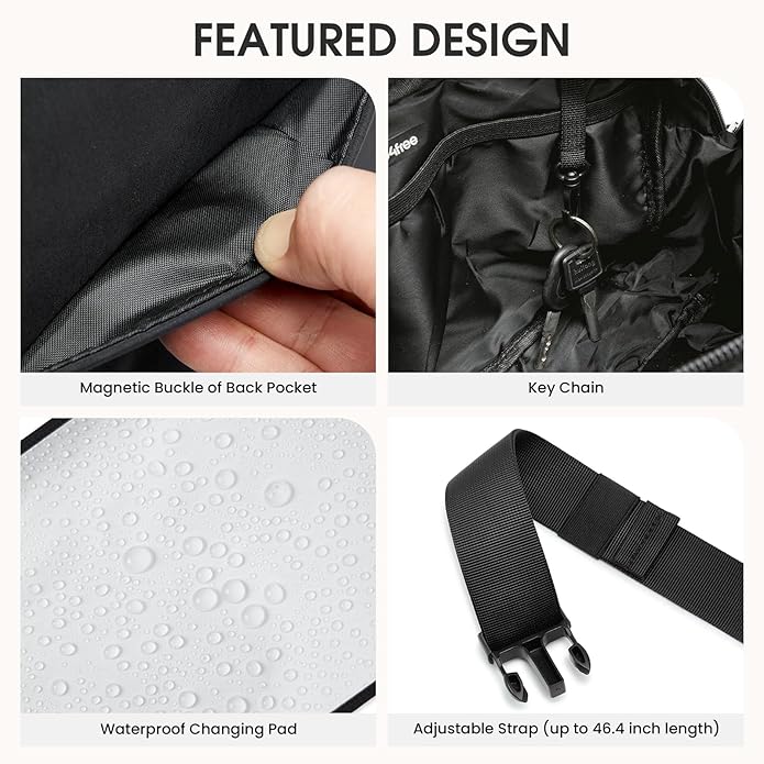 G4Free Small Diaper Bag for Baby Girl and Boy, Mini Sling Diaper Bag Fanny Pack with Portable Changing Pad