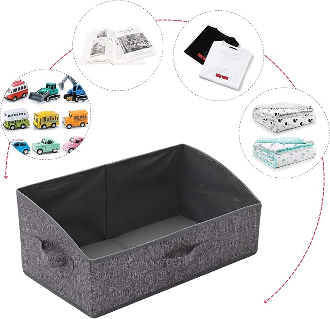TENABORT 6 Pack Trapezoid Large Foldable Closet Storage Bins with Handle, Fabric Storage Organizer Cube Colth Containers Linen Box Shelf Baskets for Clothes Clothing Shelves Wardrobe