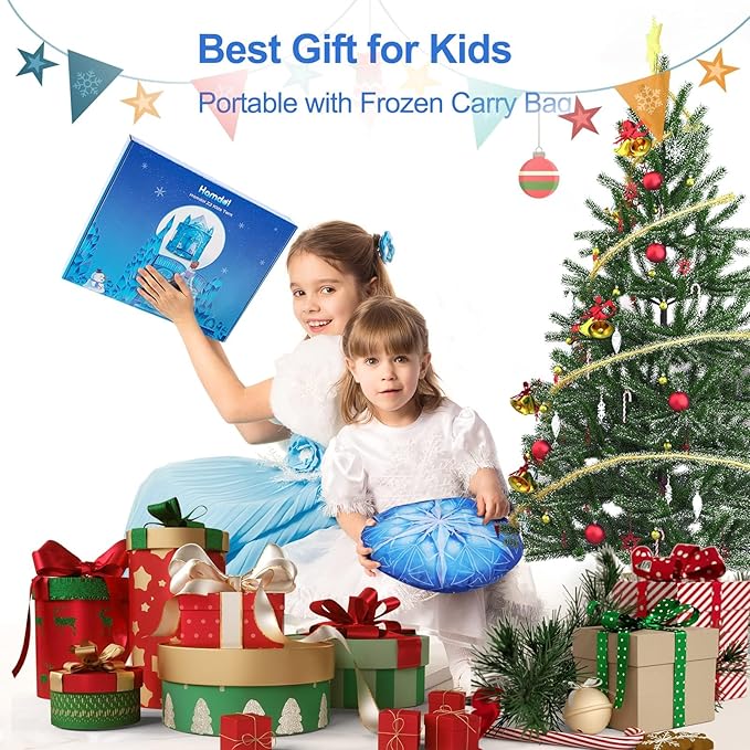 Hamdol Princess Play Tent for Girls, Frozen Toy, Ice Castle Kids Playhouse for Indoor & Outdoor, Imaginative Castle Tent with Carry Bag, Perfect Easter, Birthday & Valentine Gift for Girls Ages 2??