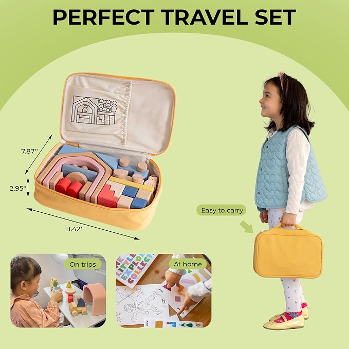 AVDAR Wooden Building Blocks for Toddlers 2-4 Years, Wooden Blocks Ages 1-3 Montessori Toys (Mom's Choice Award Winner)