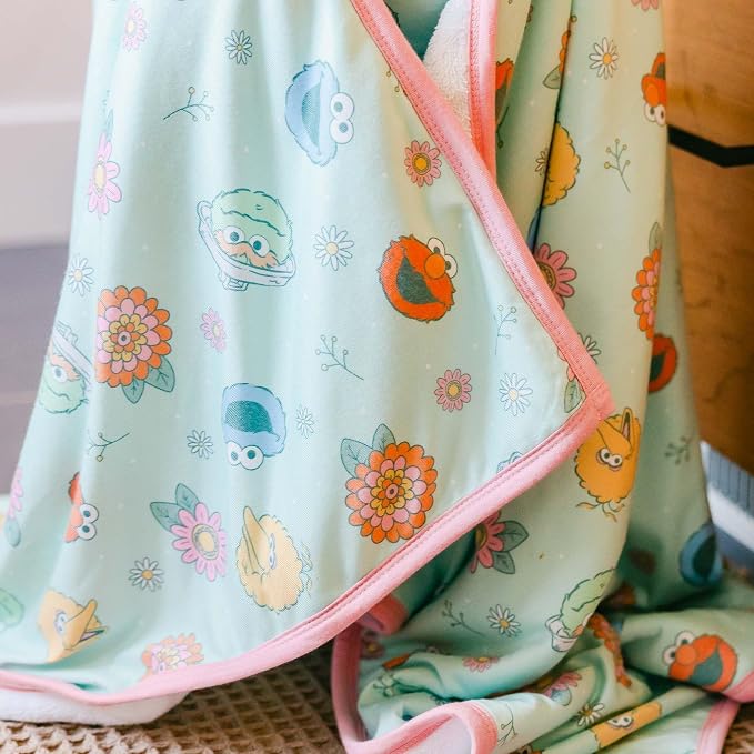 Copper Pearl, Sesame Street Retro Floral Premium Big Kid Hooded Towel