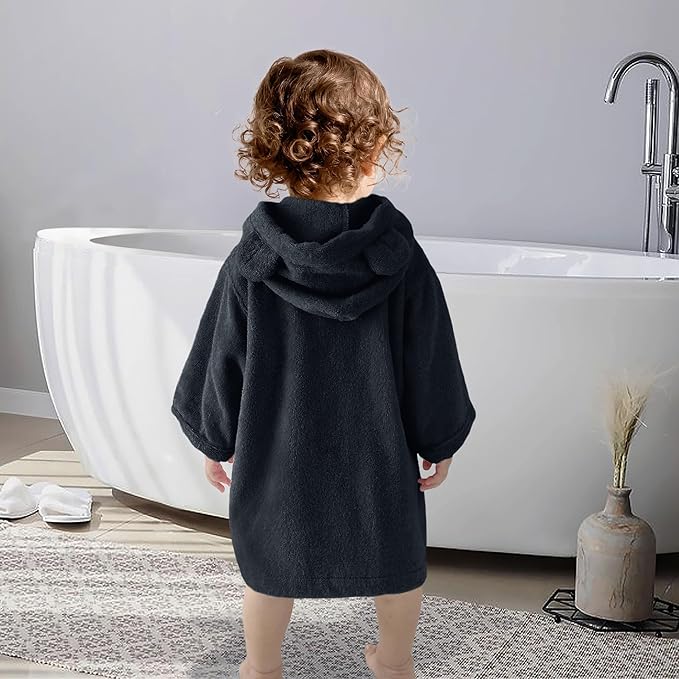 VOOVA & MOVAS Toddler Hooded Poncho Towel with Bear Ear, 0-24Months | 100% Cotton, Ultra-Soft & Absorbent | Gentle for Sensitive Skin, Bath, Pool & Beach Towel | Newborn, Navy