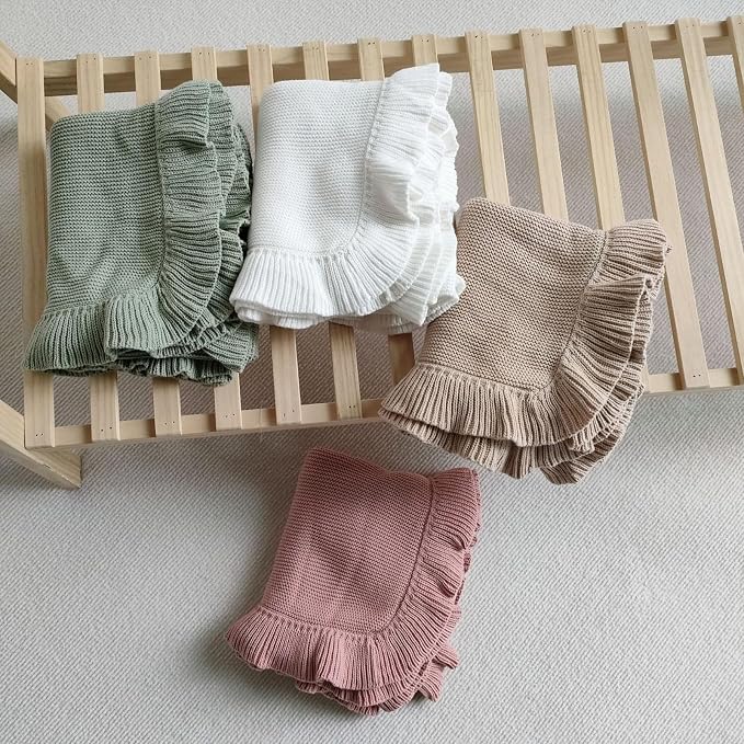 ZXH Personalized Baby Blanket,Soft Cotton Knit Baby Blanket,Embroidered Baby Blanket,Baby Blanket Sage Green,Custom Name Baby Blanket Newborn Gifts for Girl and Boy, GF24316-7