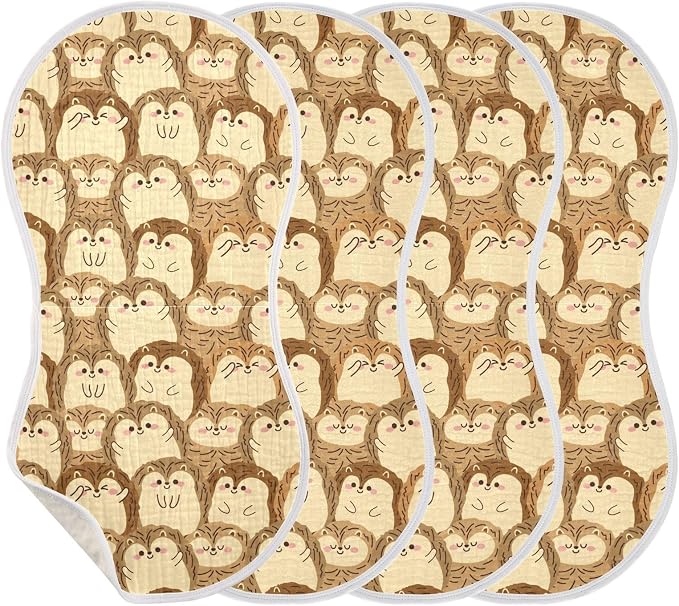 vvfelixl Baby Burp Cloths Cute Hedgehog Baby Newborn Cotton Burping Cloths Set Baby Washcloths 4 Pack