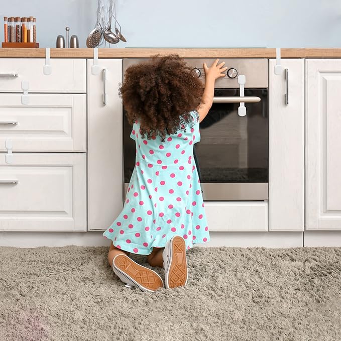 6 Pack Child Safety Strap Locks. Locks for Cabinets No Drilling. Sticky Child Safety Drawer Locks Baby Proofing. Refrigerator Strap Lock for Kitchen