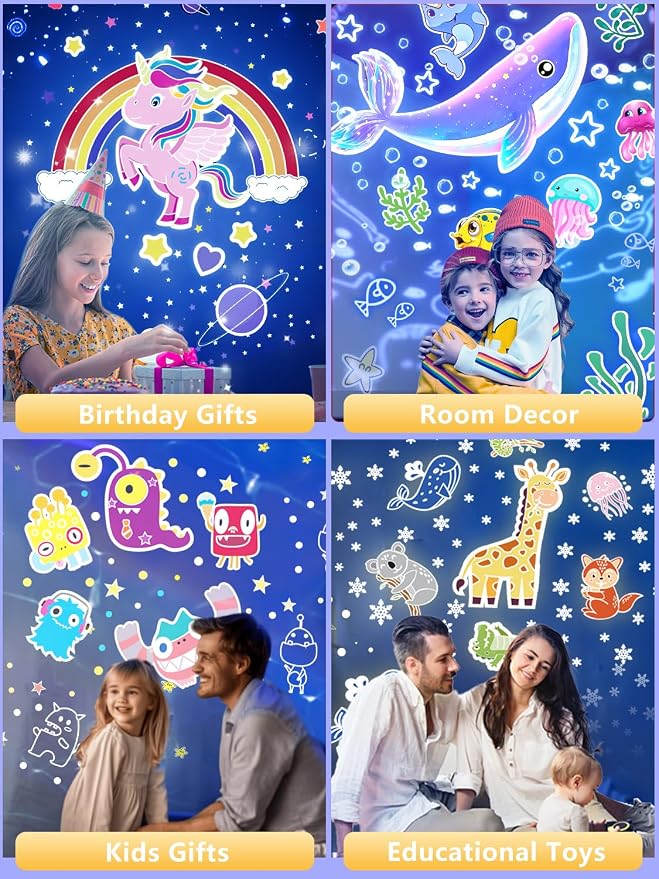 21 Sets of Films + Projector Night Light for Kids, Baby Night Light Projector for Bedroom, Ceiling, Star Projector with 360° Rotation Dimmable for Kids Girls, Birthday, Christmas, Nursery, Room Decor