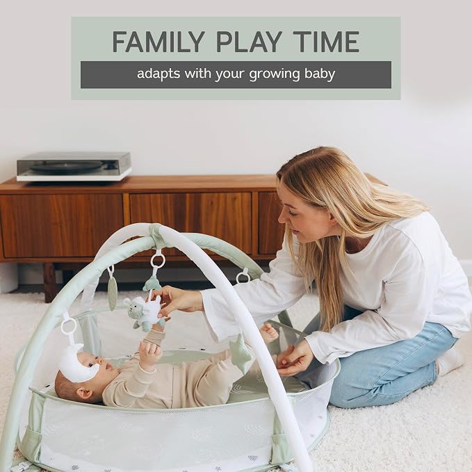 Aila+Aiden 6-in-1 XL Play Mat & Play Gym, Baby Gym, Baby Activity Gym, Sensory Exploration and Motor Skill Development Toys (Sage)