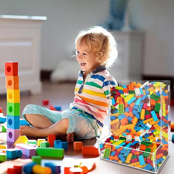 Montex Acrylic Wall Toy Dispenser, Acrylic Wall Storage, (Single Compartment) Hanging Organizer and Storage Bin for Playroom, Blocks, Cars, Balls, Snacks