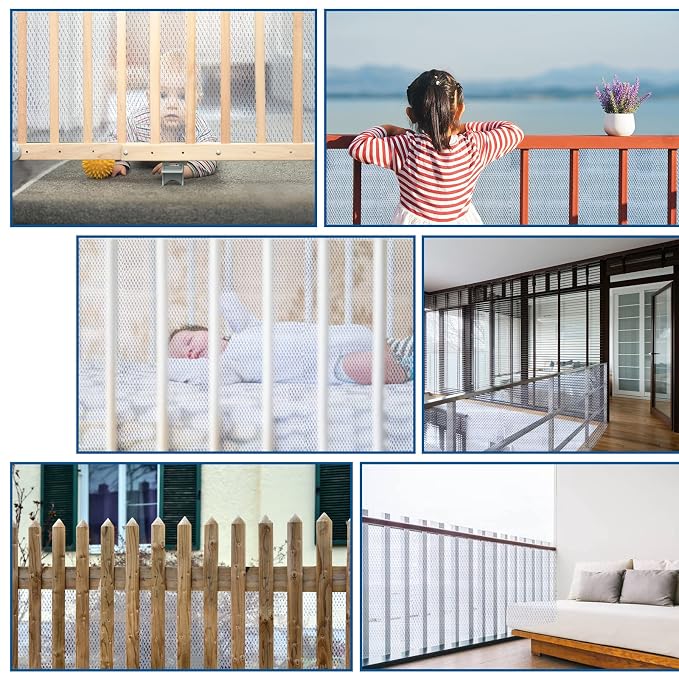 Banister Guard for Baby, 10ft x 2.6ft Safety Stair Railing Net Balcony Netting for Kids Pets Toys, Child Safety Stair Railing Cover Baby Proof, White