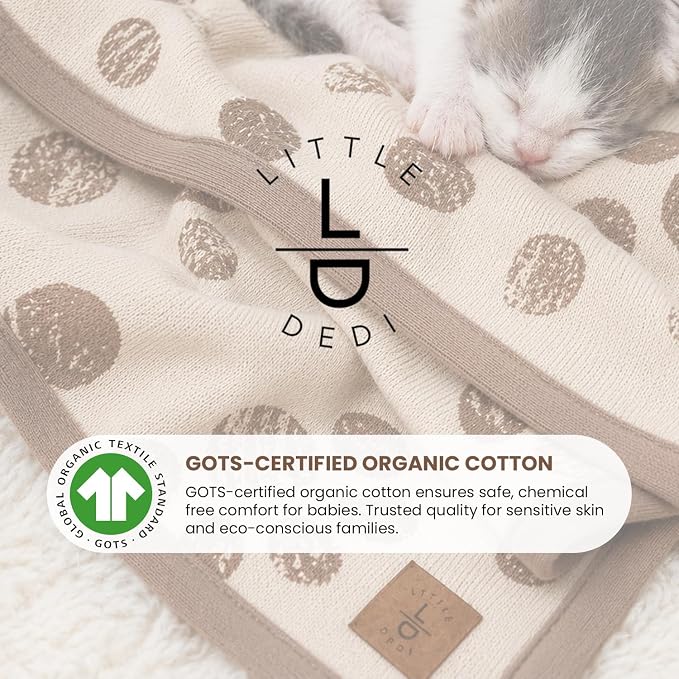 100% Organic Cotton Pet Blanket 30 x 38 in – Plush Double Layer Sherpa, Amber Glow Paw Jacquard Knit, Cozy Throw for Small Dogs, Cats & Baby – Earth Ivory/Mocha Meringue
