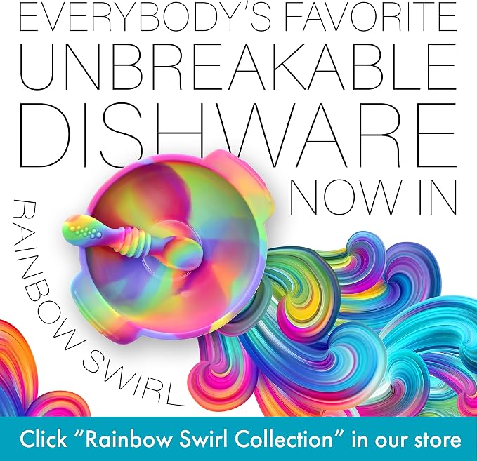 PrimaStella Silicone Baby & Toddler Training Cup with Handles (Rainbow Swirl)