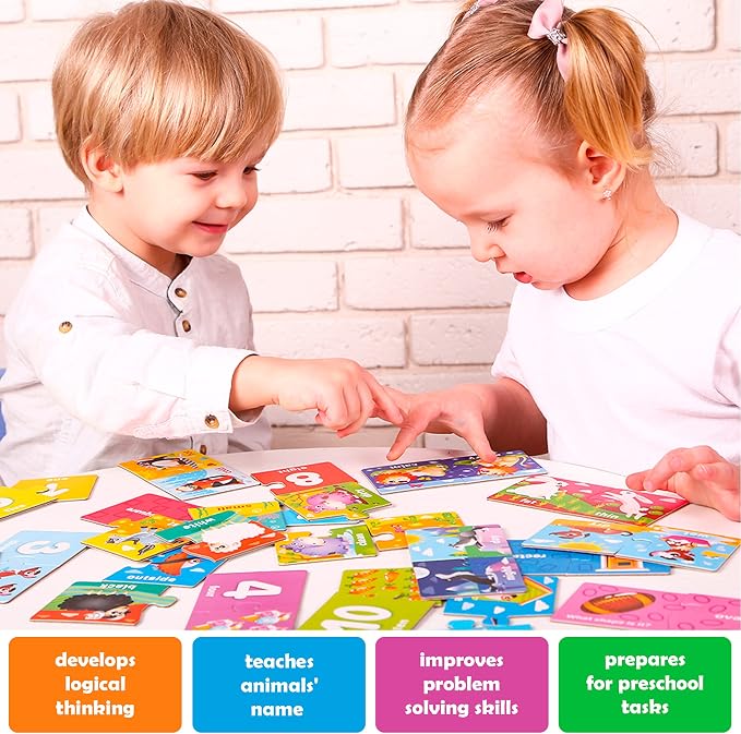 QUOKKA 5X MEGASET Puzzles for Toddlers 3-5 - Matching Games for Kids Ages 2-4 - Numbers Animals Opposites ABC Learning for Toddlers 1-3 Year Old - Educational Toy Activities for Boy and Girl
