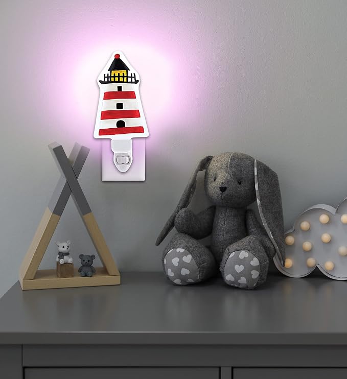 CoTa Global Lighthouse Plug in Glass Night Light Energy Efficient Nightlight Wall Decorative Manual On & Off Switch Incandescent Portable Lights for Stairways Bedroom Kitchen Hallways Bathroom