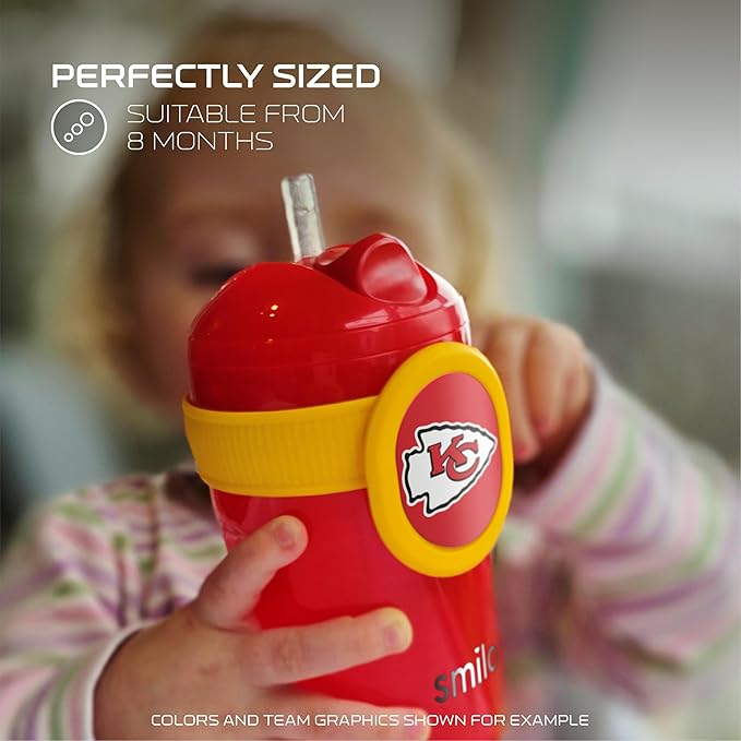 Smilo Straw Cup - Dallas Cowboys Officially Licensed NFL Sippy Cup - Baby and Toddler Cup with Weighted Silicone Straw and 8.5 oz Capacity - BPA-Free