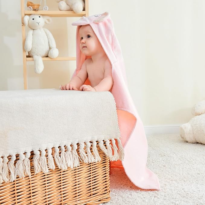 Mooreeke 2 Pack Baby Towels - 100% Cotton Baby Hooded Towels - Soft Baby Bath Towels with Hood for Newborn - Comfort Towels for Baby Girls and Boys - Animal Shaped Design (Elephants)