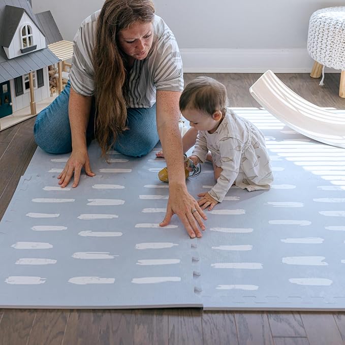 Little Landings Baby Play Mat for Floor - Shoreline (6x6ft) - Premium EVA Foam Play Mat for Babies & Toddlers (Ages 0-5+) Non-Toxic Playmat for Tummy Time, Crawling & Playroom - Stylish & Comfortable