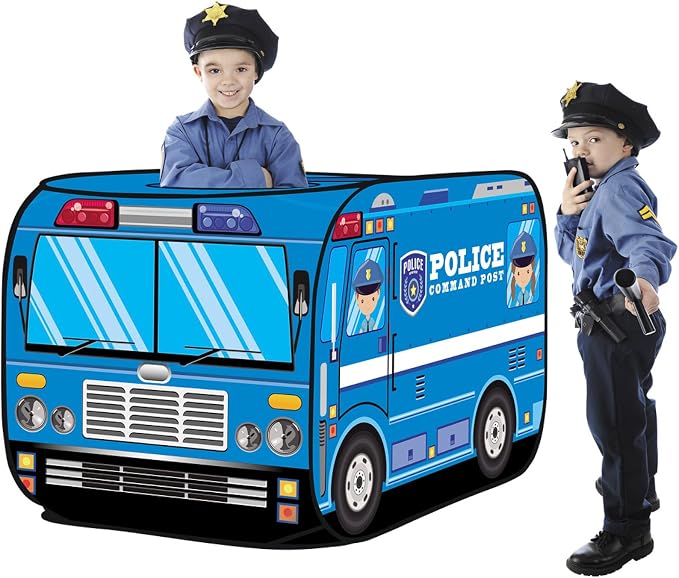 Kiddie Play Pop Up Play Tent for Kids Police Car Playhouse for Boys & Girls Indoor Outdoor Toy