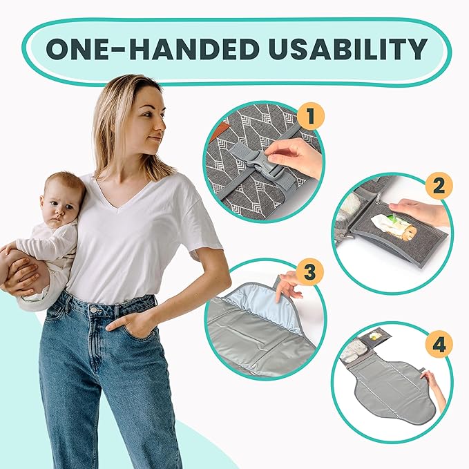 Portable Changing Pad for Baby Shower Gifts & New Mom Gifts, Travel Diaper Changing Pad for Newborn, Large Waterproof Baby Changing Mat, Foldable & Detachable Diaper Changing Station by Pillani