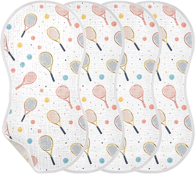 vvfelixl Vintage Tennis Racket Burp Cloths for Baby Boy Girls Baby Washcloths Burp Rags 1 Pack