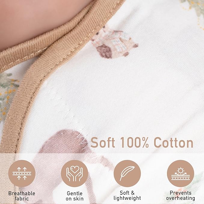 GLLQUEN BABY Girl Swaddles 0-3 Months, 3-Pack Baby Swaddles for Newborn Boys, Girls, Infant Sleep Sack, Easy Swaddling Wrap Blankets, Green & White, Nursery Swaddle Essentials