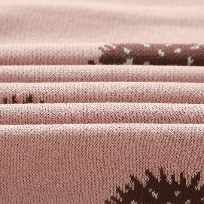 Opewod Baby Blanket 100% Cotton Baby Swaddle Blanket Knit Soft Cozy Lightweight Unisex Receiving Stroller Quilt Blanket with Cute Hedgehog 30x40 Inch Pink