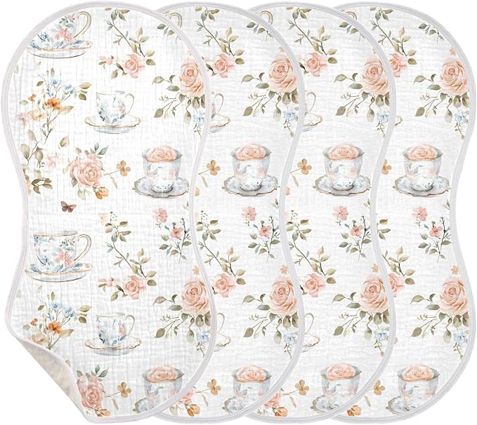 vvfelixl Vintage Tableware Set Burp Cloths for Baby Boy Girls Baby Washcloths Burp Rags 1 Pack