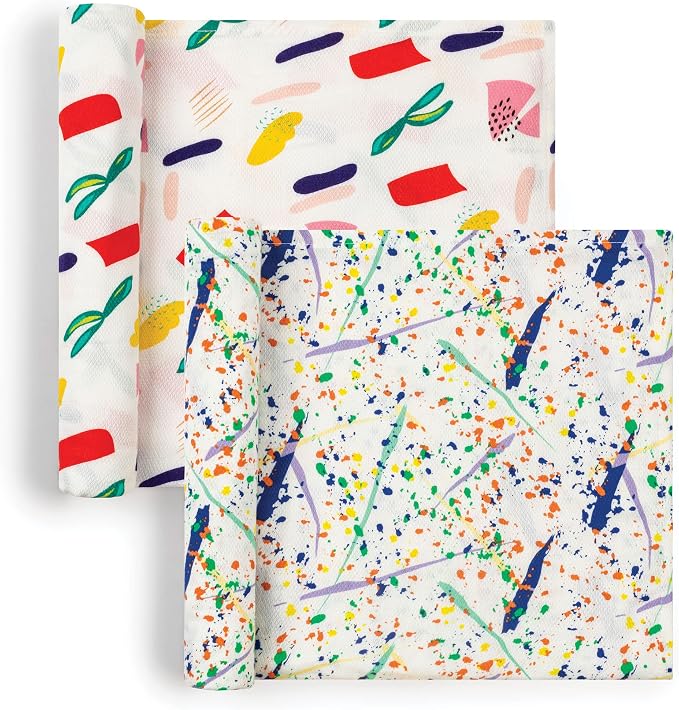 Tiny Twinkle Kaffle Swaddle Blanket 2-Pack - Soft and Silky Baby Blanket to Wrap and Swaddle Newborns, Sized 47 x 47(Matisse, Pollock)